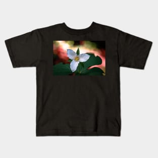 Trillium flower in a forest Kids T-Shirt